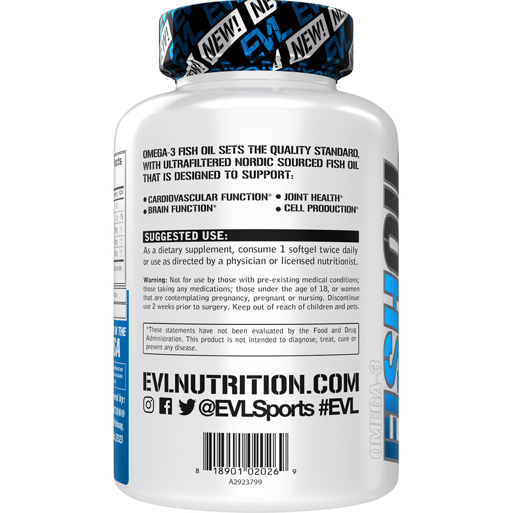 EVL Evlution Nutrition - EPA DHA Omega 3 Fish Oil - 120 Count