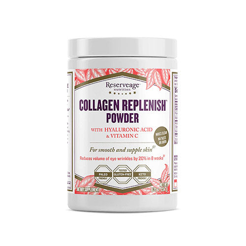 Reserveage Beauty, Collagen Replenish Powder with Hyaluronic Acid & Vitamin C, for Radiant Skin, Cellulite Reduction & Hair Strength, 8.25 Oz, Unflavored