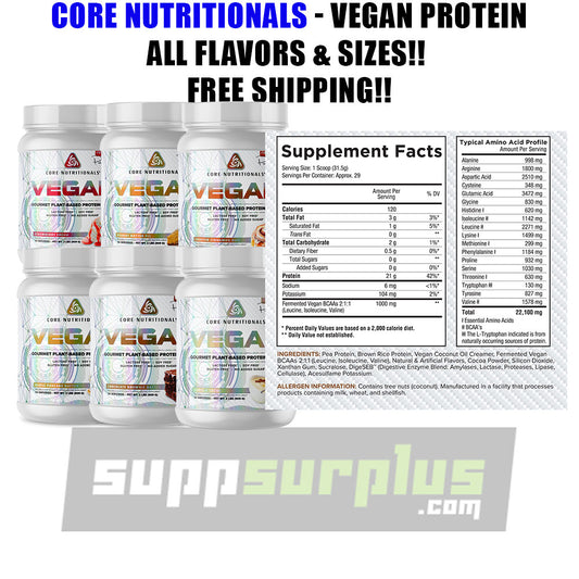 Core Nutritionals - VEGAN - Plant-Based Protein Blend - 29 Servings - ALL Flavors