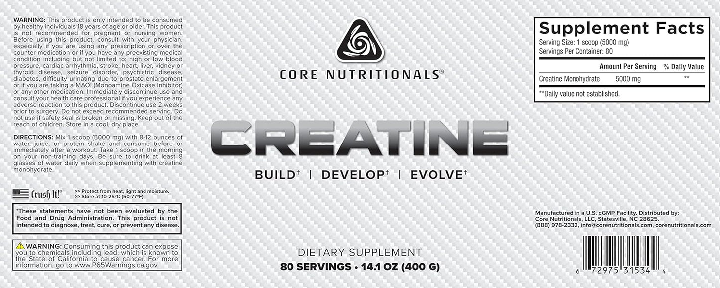 Core Nutritionals - Creatine - 5000 mg - 80 Servings