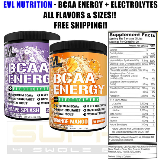 EVL Nutrition - BCAA Energy + Electrolytes - 30 Servings - All Flavors