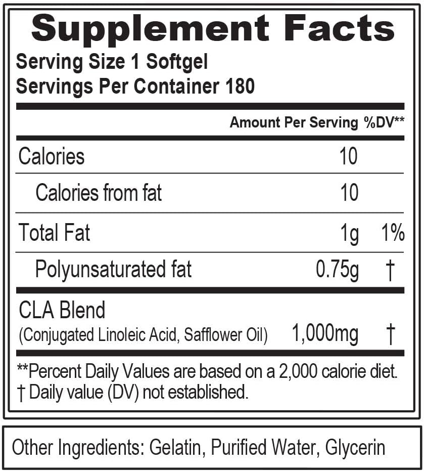 EVL Evlution Nutrition - Conjugated Linoleic Acid CLA Pills - CLA 1000mg  - Both Sizes