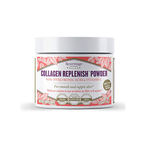 Reserveage Beauty, Collagen Replenish Powder with Hyaluronic Acid & Vitamin C, for Radiant Skin, Cellulite Reduction & Hair Strength, 8.25 Oz, Unflavored
