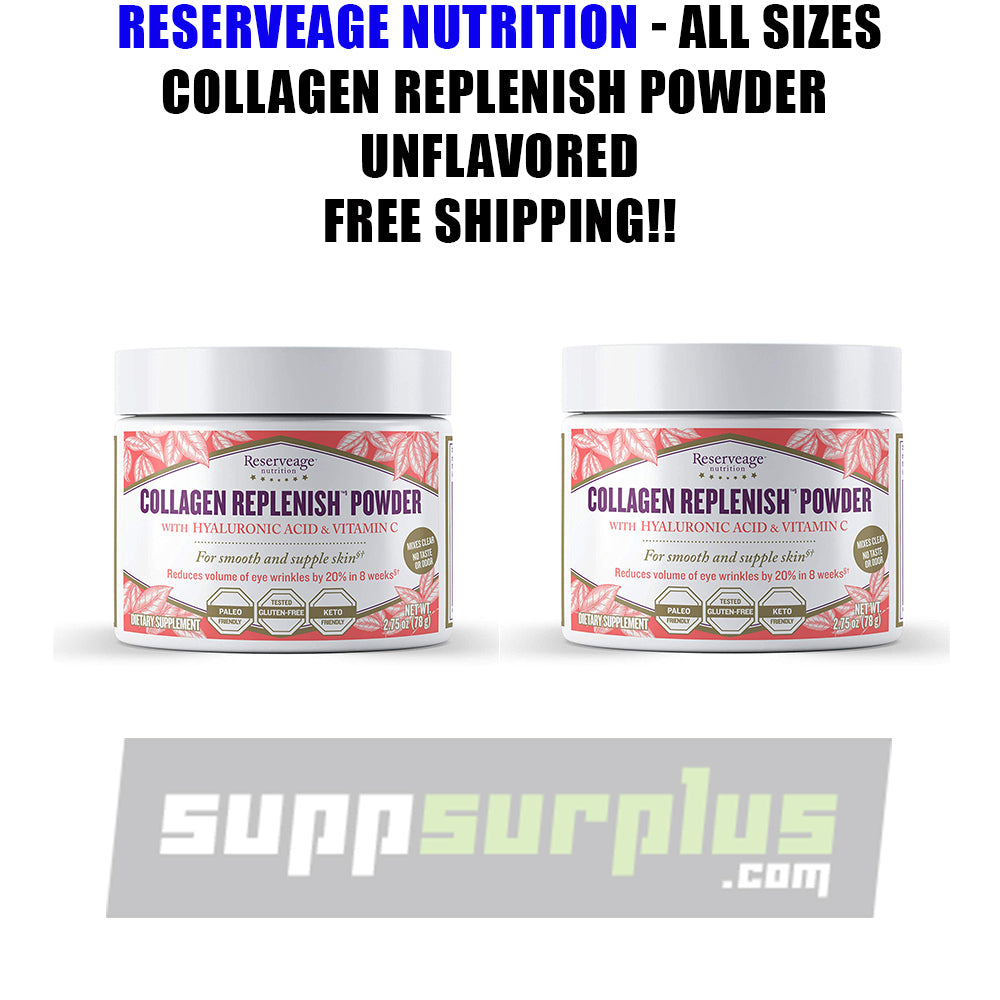 Reserveage Beauty, Collagen Replenish Powder with Hyaluronic Acid & Vitamin C, for Radiant Skin, Cellulite Reduction & Hair Strength, 8.25 Oz, Unflavored